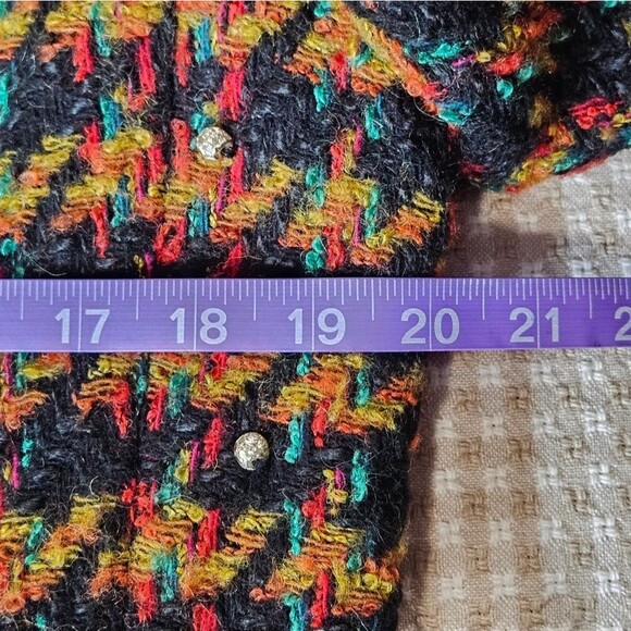 Adam Douglass Adrianna Papell Red Black Color Block Tweed Button Front Blazer - Picture 7 of 14